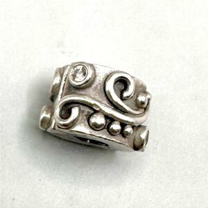 Pandora Sterling Silver Clear Tendril Clip Swirl Charm #790380CCZ